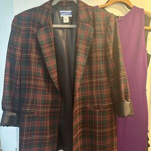 Vintage Pendleton Black and Red Tartan Wool Blazer Jacket